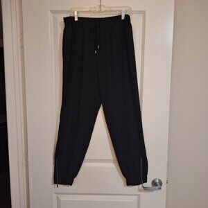 Jennifer Lopez Flowy Black Joggers w/ Zipper Ankles